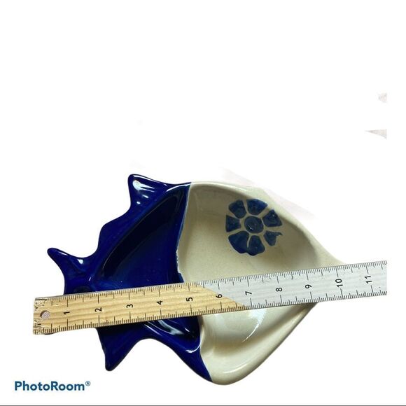 COCHE STONEWARE~Fish Shape Dish~BLUE stone ware - Picture 2 of 11